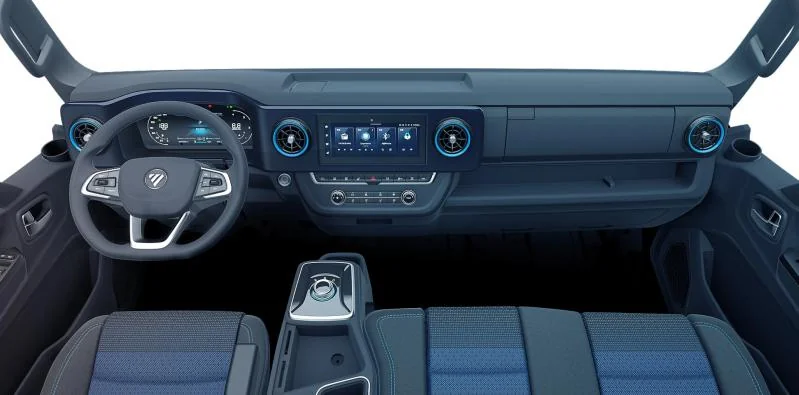 Painel do Foton eAumark com instrumentos digitais e central multimídia